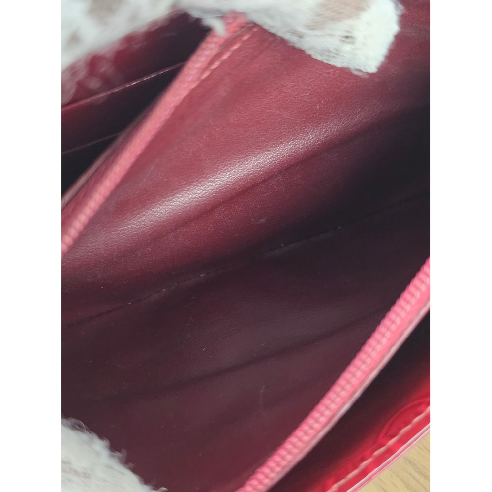 Cartier Happy Birthday Snap Embossed Leather Wallet Burgundy Red Patent Brown - Picture 7 of 15
